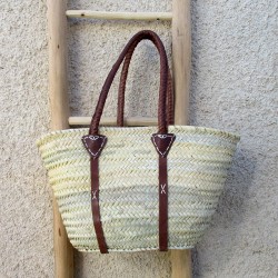 Panier en palmier doum (tressé 8 tours), renforcé, marché ou plage.